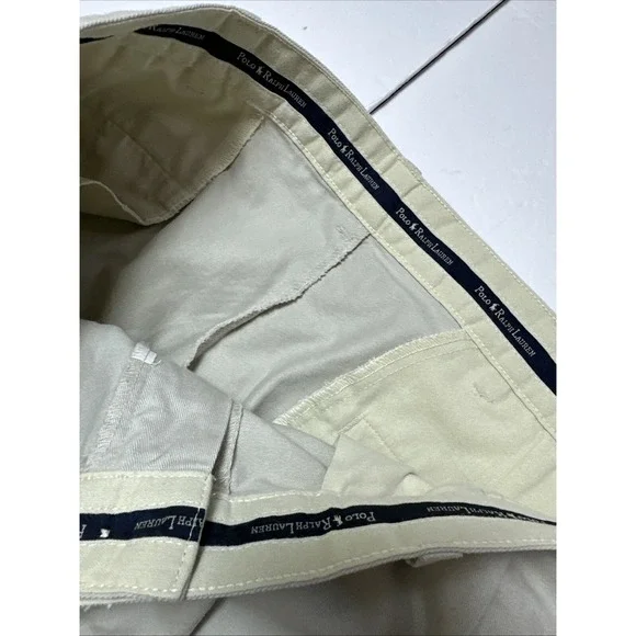 Polo Ralph Lauren Mens Pants Beige 34x32 Pant Pleated Cuffed Cotton - Picture 2 of 6